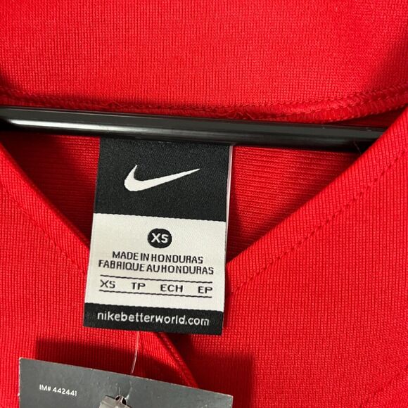 Nike Womens Jersey Extra Small Red White Softball Button Short Sleeve Black NWT - Picture 4 of 8